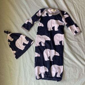 Baby Polar Bear Boutique Unisex Pajamas Gown & Hat